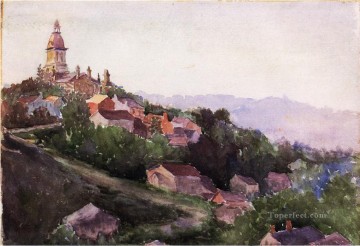 Theodore Robinson Painting - Houses in France Theodore Robinson